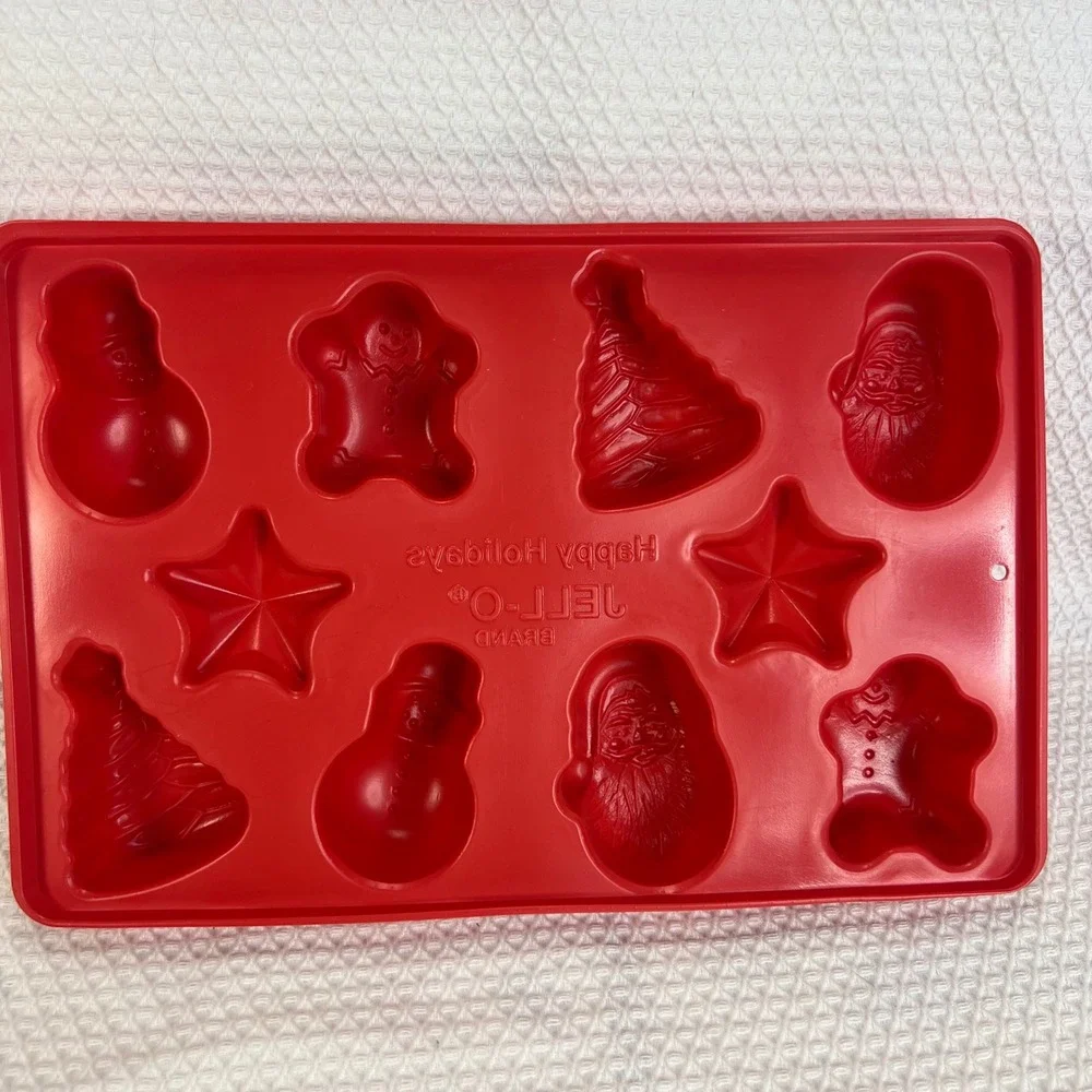 Jell-O Jigglers Christmas‎ Holiday Gelatin Molds Trays Red Green SantaSet of 2